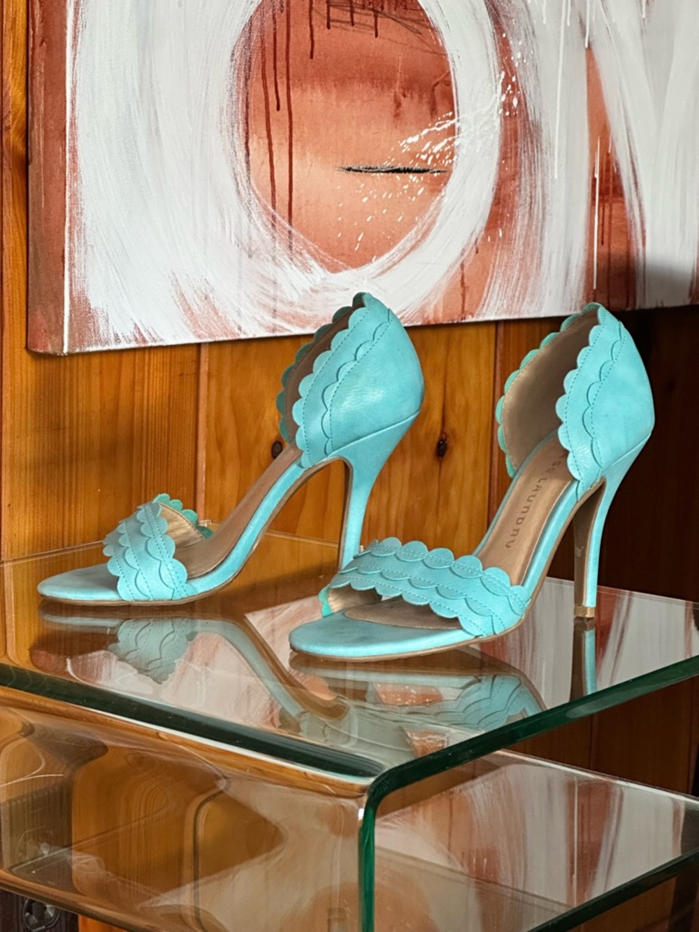 CHINESE LAUNDRY - Scalloped Open-Toe Stiletto Sandals - Aqua